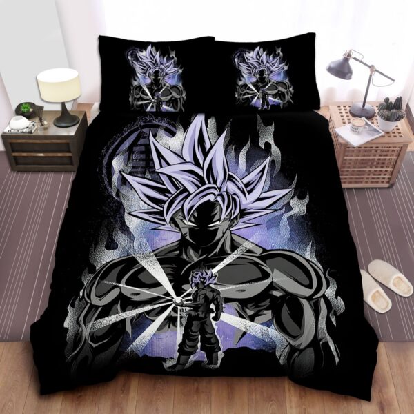 Dragon Ball Goku In Super Saiyan White Form Art Bed Sheet Spread Duvet Cover Bedding Set.jpg