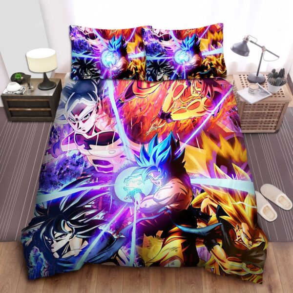 Dragon Ball Goku Legendary Super Saiyan Images Collage Bed Sheet Spread Duvet Cover Bedding Set.jpg