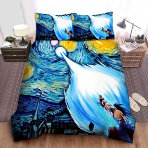 Dragon Ball Goku Shooting Kamehameha On Starry Night Background Bed Sheet Spread Duvet Cover Bedding Set.jpg