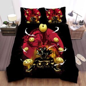Dragon Ball Goku Silhouette On Kami Seven Dragon Balls Bed Sheet Spread Duvet Cover Bedding Set.jpg