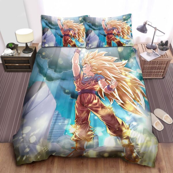 Dragon Ball Goku Super Saiyan 3 Artwork Bed Sheets Spread Duvet Cover Bedding Set.jpg