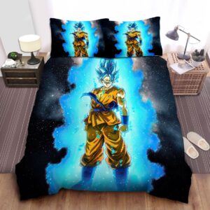Dragon Ball Goku Super Saiyan Blue In The Galaxy Bed Sheets Spread Duvet Cover Bedding Set.jpg
