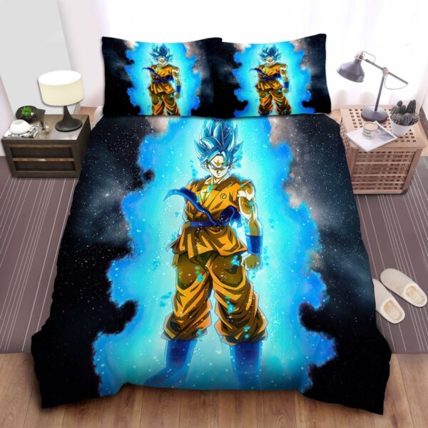 Dragon Ball Goku Super Saiyan Blue In The Galaxy Bed Sheets Spread Duvet Cover Bedding Set.jpg