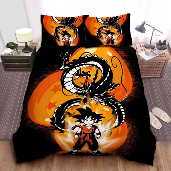 Dragon Ball Kid Goku The Divine Dragon Art Bed Sheets Spread Duvet Cover Bedding Set.jpg