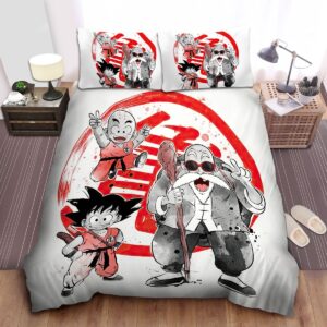 Dragon Ball Master Roshi Goku Krillin Artwork Bed Sheet Spread Duvet Cover Bedding Set.jpg