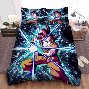 Dragon Ball Super Saiyan God Goku Accumulating Kamehameha Bed Sheets Spread Duvet Cover Bedding Set.jpg
