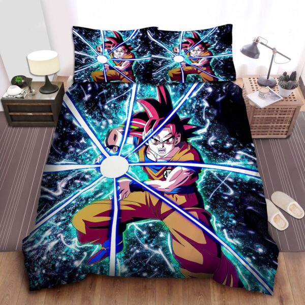 Dragon Ball Super Saiyan God Goku Accumulating Kamehameha Bed Sheets Spread Duvet Cover Bedding Set.jpg