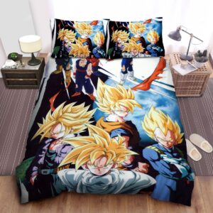 Dragon Ball Super Saiyans In The Battle With Cell Bed Sheet Spread Duvet Cover Bedding Set.jpg
