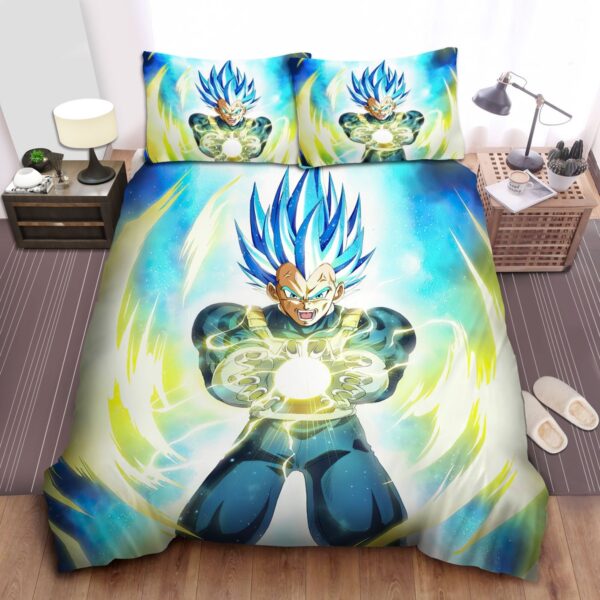 Dragon Ball Vegeta Super Saiyan Blue Ki Blast Bed Sheets Spread Duvet Cover Bedding Set.jpg