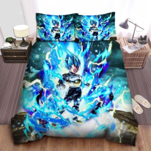Dragon Ball Vegeta Super Saiyan Blue Powerful Ki Bed Sheets Spread Duvet Cover Bedding Set.jpg