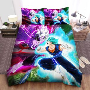 Dragon Ball Vegetto Super Saiyan Blue Vs Zamasu Bed Sheet Spread Duvet Cover Bedding Set.jpg