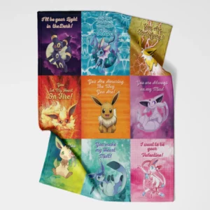 Eeveelutions Love Quotes Pokemon Fleece Blanket 1.webp