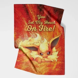 Flareon on Fire Pokemon Fleece Blanket 1.webp