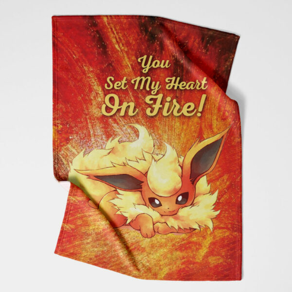 Flareon on Fire Pokemon Fleece Blanket 3.jpg