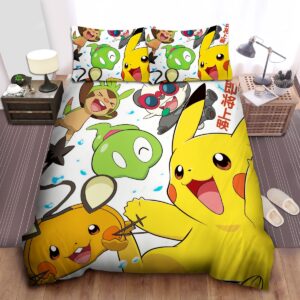 Kawaii Cartoon Pokemon Pikachu Bedding Set Duvet Cover Pillow Cases.jpg