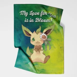 Leafeon Bloom Pokemon Fleece Blanket 1.webp