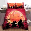 Master Roshi Goku Krillin Silhouettes On Red Dragon Ball Background Bed Sheet Spread Duvet Cover Bedding Set.jpg