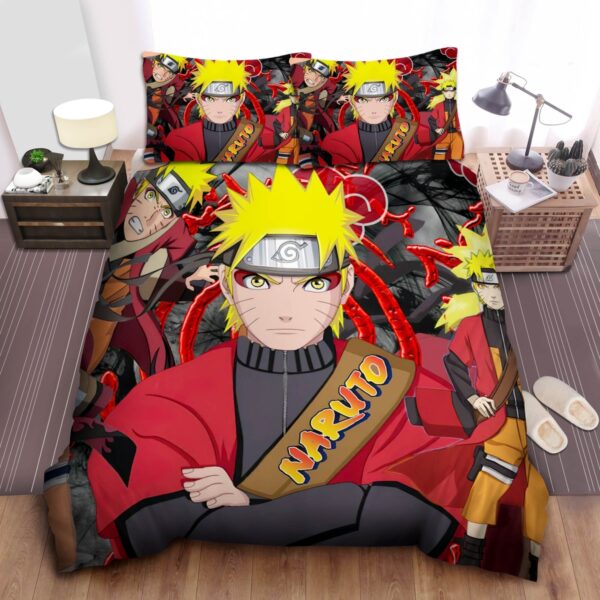 Naruto Clone Jutsu In Sage Mode Artwork Bed Sheet Spread Duvet Cover Bedding Set.jpg
