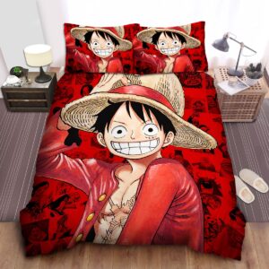 One Piece Monkey D Luffy Smiling Bed Sheets Spread Duvet Cover Bedding Set.jpg
