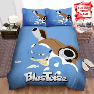 Personalized Custom Name Pokemon Blastoise Bowing Art Bed Sheets Spread Duvet Cover Bedding Set.jpg