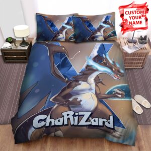 Personalized Custom Name Pokemon Mega Charizard Is Angry Bed Sheets Spread Duvet Cover Bedding Set.jpg
