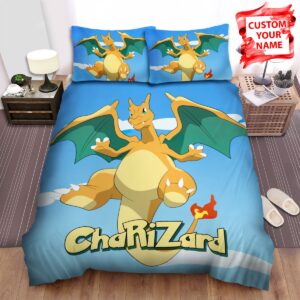 Personalized Custom Name Pokemon The Charizard Floating In The Sky Bed Sheets Spread Duvet Cover Bedding Set.jpg