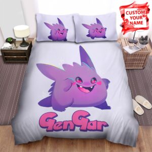 Personalized Pokemon Adorable Gengar Illustration Bed Sheets Spread Duvet Cover Bedding Set.jpg