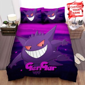 Personalized Pokemon Gengar Super Kick Bed Sheets Spread Duvet Cover Bedding Set.jpg