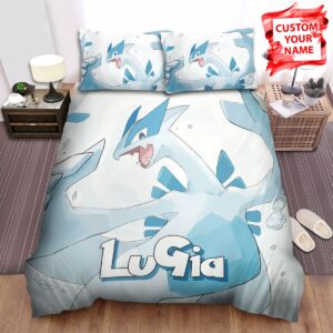 Personalized Pokemon Happy Lugia Illustration Bed Sheets Spread Comforter Duvet Cover Bedding Set.jpg
