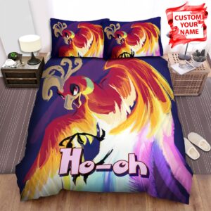 Personalized Pokemon Ho Ohs Colorful Wings Art Painting Bed Sheets Spread Comforter Duvet Cover Bedding Set.jpg