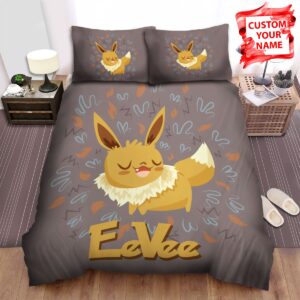 Personalized Pokemon Little Cute Eevee Illustration Bed Sheets Spread Duvet Cover Bedding Set.jpg