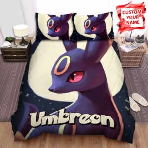 Personalized Pokemon Umbreon Portrait Painting Bed Sheets Spread Duvet Cover Bedding Set.jpg