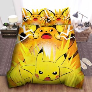 Pokemon Angry Pikachu Evolution Bed Sheets Spread Duvet Cover Bedding Set.jpg