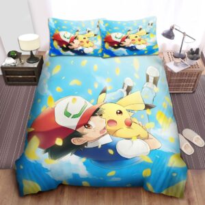 Pokemon Ash Satoshi And His First Pokemon Bed Sheets Spread Duvet Cover Bedding Set.jpg