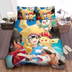 Pokemon Ash Satoshi And Pikachu Bed Sheets Spread Duvet Cover Bedding Set.jpg