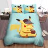 Pokemon Black Cap Pikachu Drinking Coffee Bed Sheets Spread Duvet Cover Bedding Set.jpg