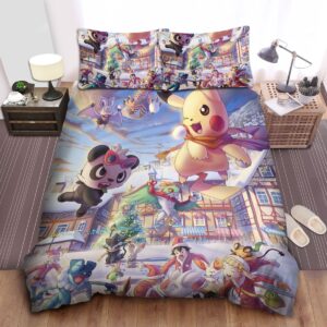 Pokemon Christmas Time Of Pokemons Bed Sheets Spread Duvet Cover Bedding Set.jpg