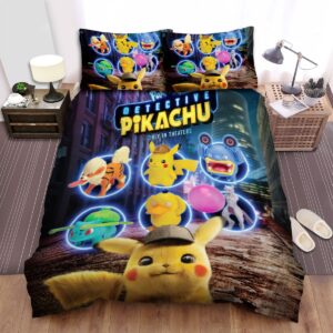 Pokemon Detective Pikachu Movie Only In Theaters Poster Bed Sheets Spread Duvet Cover Bedding Set.jpg