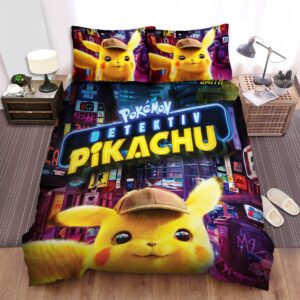 Pokemon Detective Pikachu Movie Simle Poster Bed Sheets Spread Duvet Cover Bedding Set.jpg