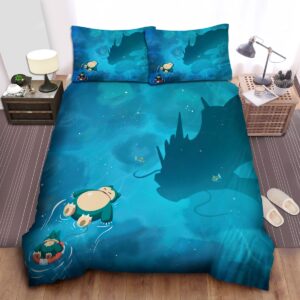 Pokemon Funny Snorlax Floating On The Water Bed Sheets Spread Duvet Cover Bedding Set.jpg