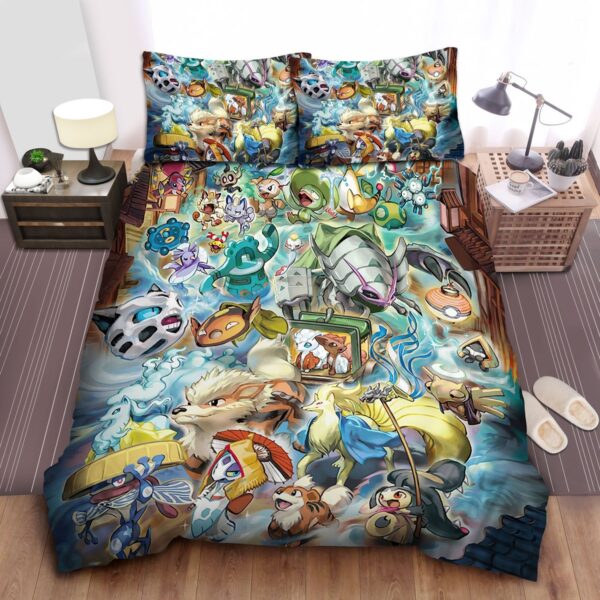 Pokemon Ninetales And Others Bed Sheets Spread Duvet Cover Bedding Set.jpg