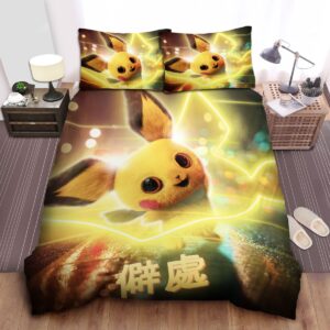 Pokemon Pichu Electric Pokemon Cap Bed Sheets Spread Duvet Cover Bedding Set.jpg