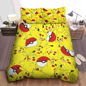 Pokemon Pikachu And Pokeball Bed Sheets Spread Duvet Cover Bedding Set.jpg