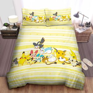 Pokemon Pikachu Family Raichu And Pichu Cap Bed Sheets Spread Duvet Cover Bedding Set.jpg