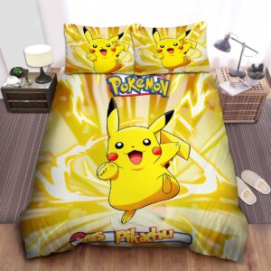 Pokemon Pikachu Getting Out Of Pokeball Bed Sheets Spread Duvet Cover Bedding Set.jpg