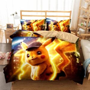 Pokemon Pikachu Print 3d Bedding Set 3 Duvet Cover Pillow Cases.jpg