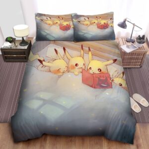 Pokemon Pikachu Reading Books Bed Sheets Spread Duvet Cover Bedding Set.jpg