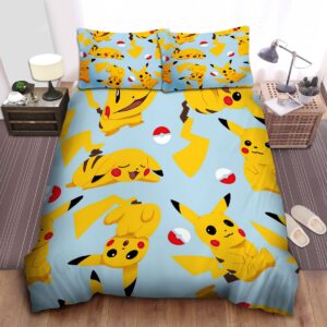 Pokemon Pikachu Relaxing Bed Sheets Spread Duvet Cover Bedding Set.jpg