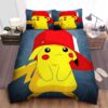 Pokemon Pikachu Wearing Ashs Cap Bed Sheets Spread Comforter Duvet Cover Bedding Set.jpg