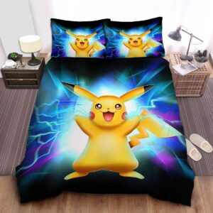 Pokemon Pikachu With Reed Cheeks Cap Bed Sheets Spread Duvet Cover Bedding Set.jpg